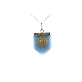 Angelite Flower Of Life Tongue Pendant