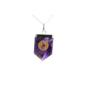 Amethyst Healing Hand Tongue Pendant
