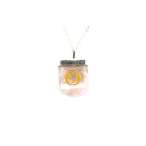 Rose Quartz Healing Hand Tongue Pendant