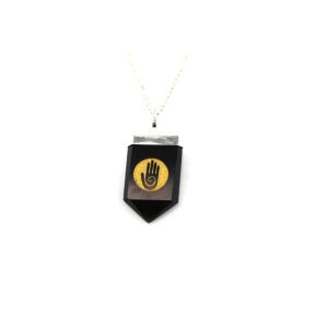 Tourmaline Healing Hand Tongue Pendant