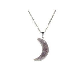 Amethyst Aura Crescent Moon Pendant