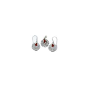 Carnelian Lotus Flower Silver Charm Set