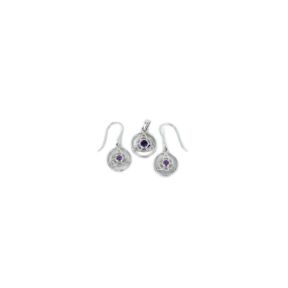 Amethyst Triquetra Silver Charm Set