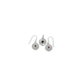 Garnet Triquetra Silver Charm Set