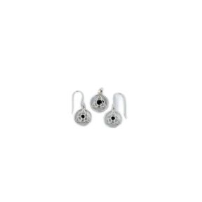Obsidian Triquetra Silver Charm Set