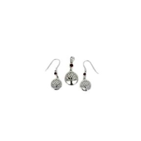 Garnet Tree of Life 925 Charm Set