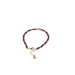 Garnet Faceted Bracelet with Gold Flower
