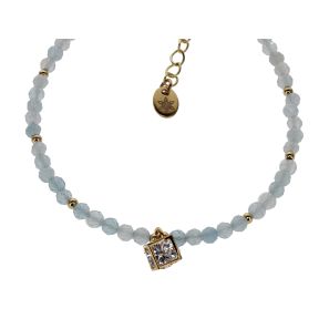 Aquamarine Faceted Bracelet with Rhinestone