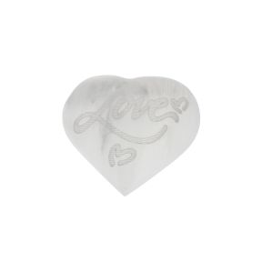 Selenite Heart Etched Love