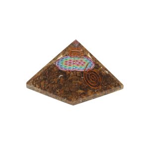Tiger Eye Flower Of Life Orgone Pyramid