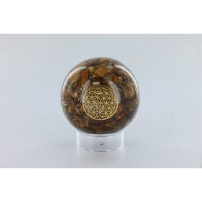 Tiger Eye Flower Of Life Orgone Sphere