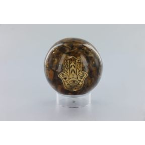 Tiger Eye Hand Of Hamsa Orgone Sphere